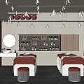 Serene SPA Treatment Room With Massage Beds Orange Linens And Skincare Product Shelves
