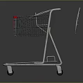 Three Shopping Carts With Silver Frames Red Handles And Metal Grid Design 3d model