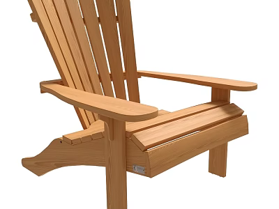 Wooden Adirondack Leisure Chair With Wide Armrests And Tilted Backrest Design 3d model