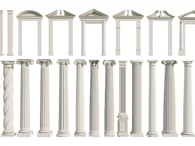Classical Roman Columns Featuring Various Architectural Styles And Ornate Capitals 3d model