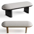 Modern Simple Sofa Bench with Light Gray Fabric Seat and Black Wooden Legs Design