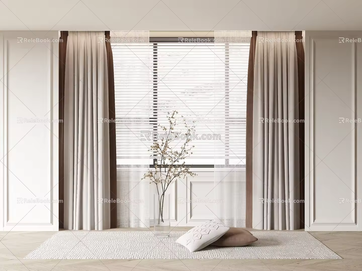 Curtain Fabric Curtain Color-matching Curtain Gauze Curtain 3d model
