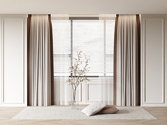 Curtain Fabric Curtain Color-matching Curtain Gauze Curtain 3d model