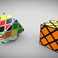 Colorful Cube Shaped Furniture With Unique Design And Orange Finish