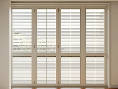 Modern Interior White Folding Doors With Blinds Design And Wooden Floor 3d model