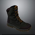 Durable High Top Outdoor Hiking Boots With Green Upper Purple Accents And Orange Laces