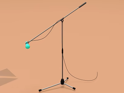 Green Head Musical Instrument Microphone with Adjustable Stand Silver Black Body on Light Brown Background 3d model