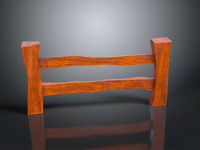 Wooden Architectural Railing With Simple Structure And Natural Wood Grain For Building Decoration 3d model