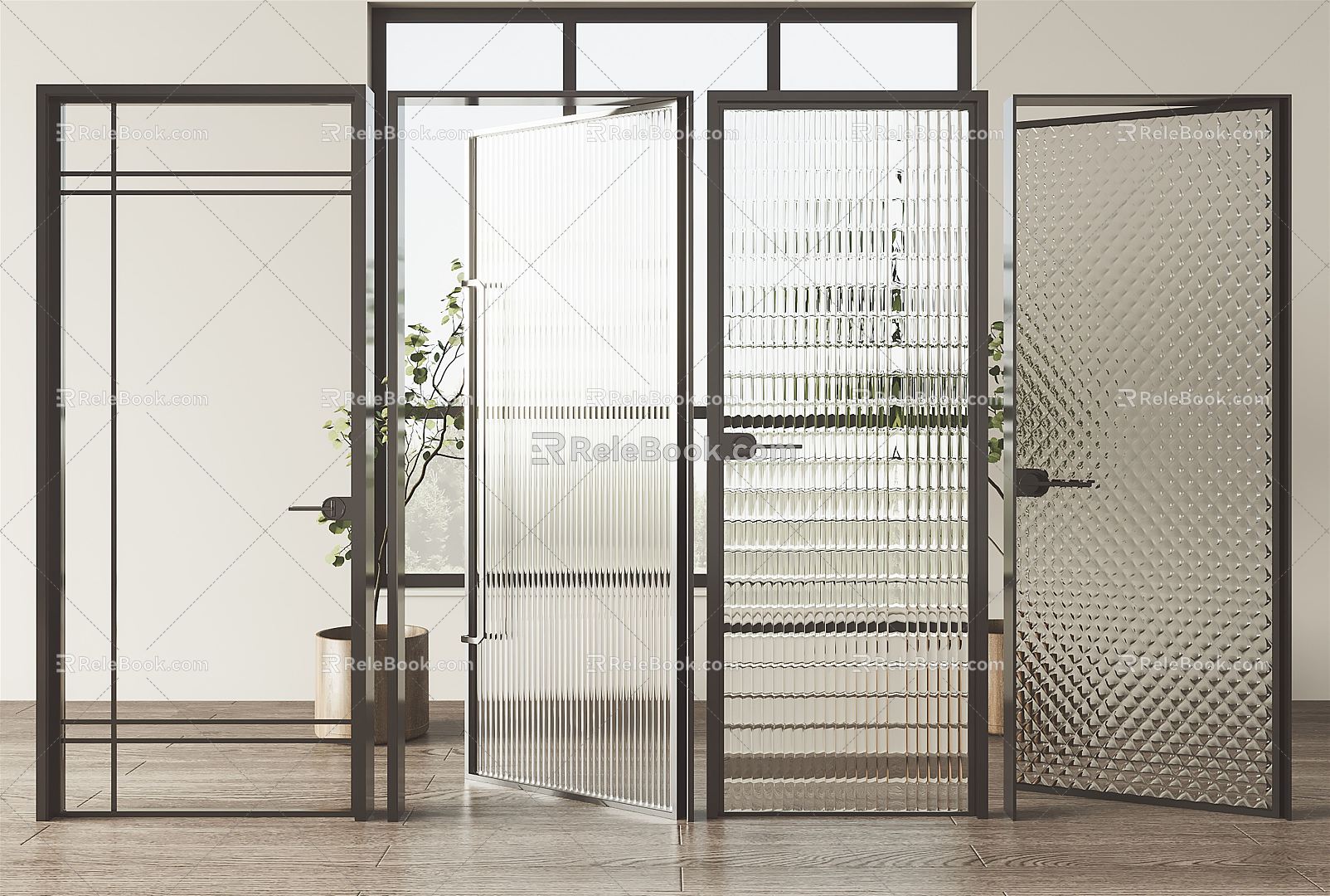 Modern glass door Changhong glass door 3d model