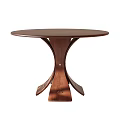 Modern Stylish Round Wooden Dining Table With Unique Curved Base Design 3d model