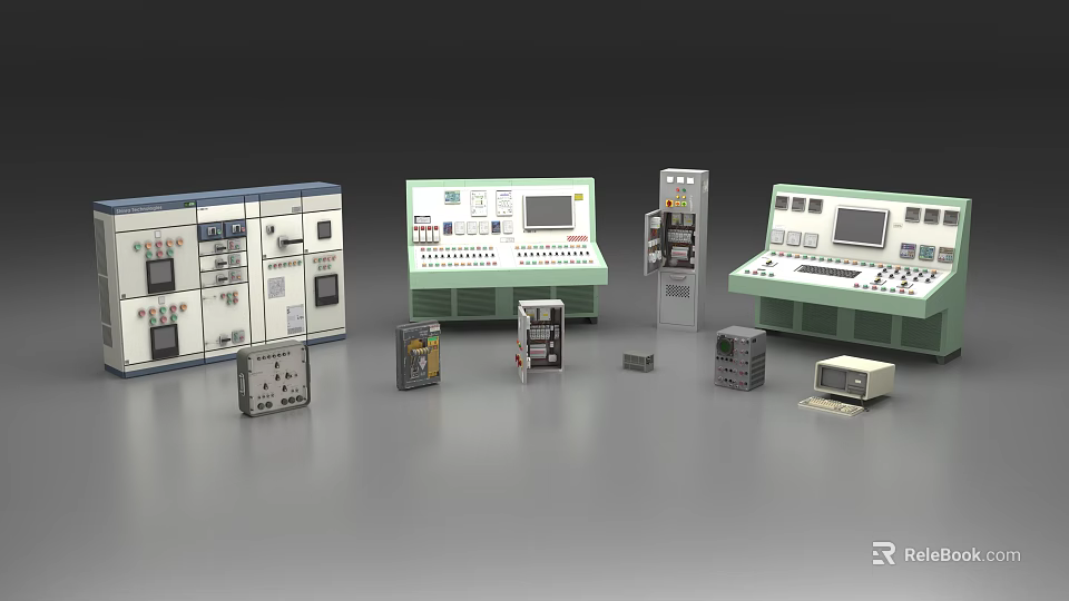 Industrial Control Equipment With Cabinets Instrument Panels Consoles And Display Screens 3d model 