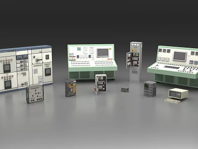 Industrial Control Equipment With Cabinets Instrument Panels Consoles And Display Screens 3d model