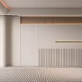 Modern Sofa Background Wall With Light Color Wooden Trim And Striped Interior Design
