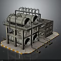 Large Scale Industrial Equipment Setup With Metal Tanks Pipes And Multi layer Structure
