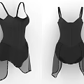 Black Sleeveless Bodysuit With Spaghetti Straps And Sheer Overlay Design