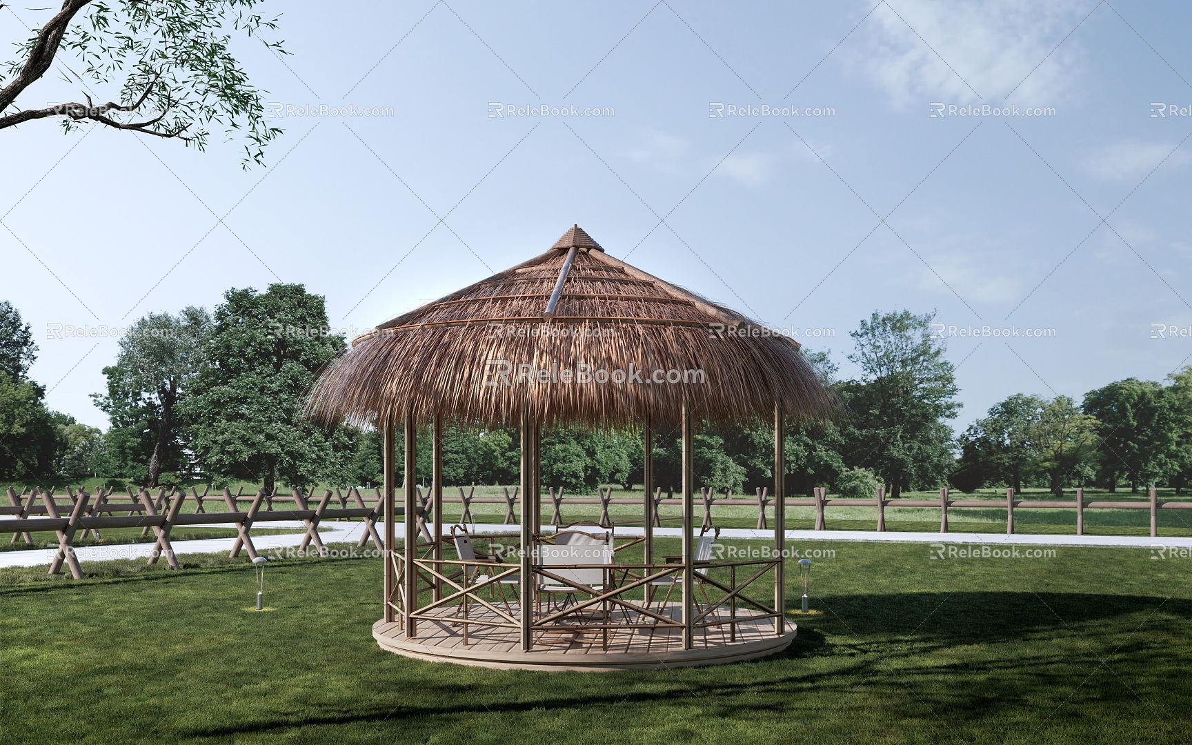 thatched pavilion pavilion landscape pavilion thatched house 3d model