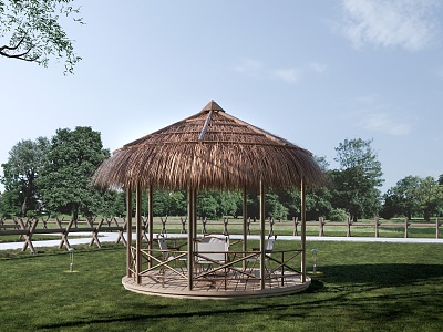 thatched pavilion landscape pavilion thatched house 3d model