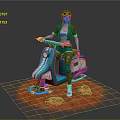 Game Movie Character Wearing Goggles Riding Blue Scooter On Orange Ground With Rocks