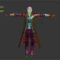 Character In Red Long Coat With White Headscarf Black Pants And Red Boots Arms Outstretched