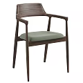 Modern Wooden Armchair With Light Fabric Seat And Minimalist Design