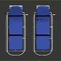 Two Blue Wheeled Nursing Beds With Metal Frame And Black Straps For Home Care