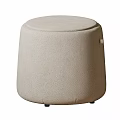 Comfortable Stylish Beige Round Fabric Ottoman For Modern Living Room Decor