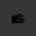 3D Rendered Digital Camera With Black Body And Green Lens Cap For Electronics Enthusiasts