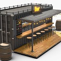 INDUSTRIAL LOFT CONTAINER BAR SHIPPING CONTAINER BAR 3d model