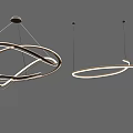 Modern Circular Chandeliers Featuring Twisted LED Light Design For Interior Spaces 3d model