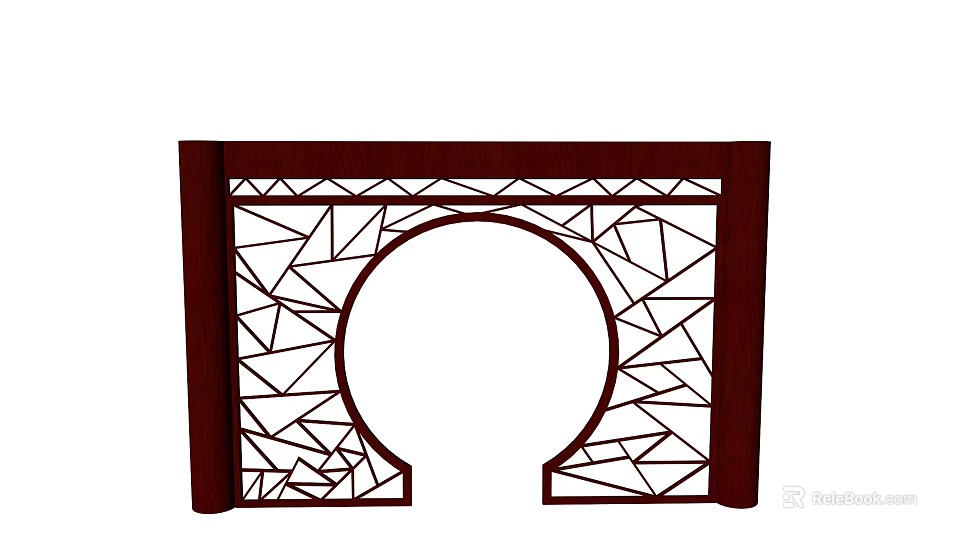 Geometric Pattern Interior Partition with Circular Opening and Wooden Frame 3d model 