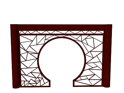 Geometric Pattern Interior Partition with Circular Opening and Wooden Frame 3d model