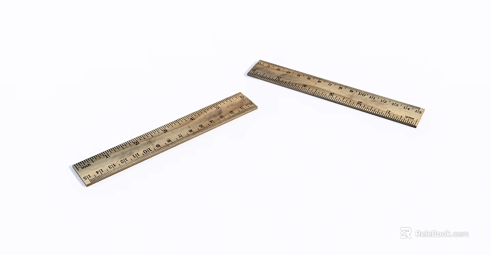 Two Vintage Metal Rulers with Clear Measurement Markings on White Surface 3d model 
