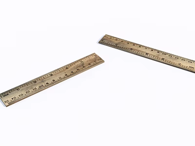 Two Vintage Metal Rulers with Clear Measurement Markings on White Surface 3d model