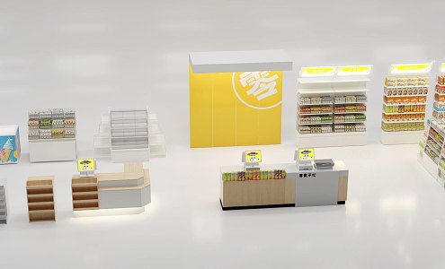 Reception snack shop snack shelves scattered said shelves snacks are very busy 3d model