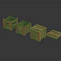 Four Wooden Storage Boxes In Various Shapes With Open And Closed States On Dark Background