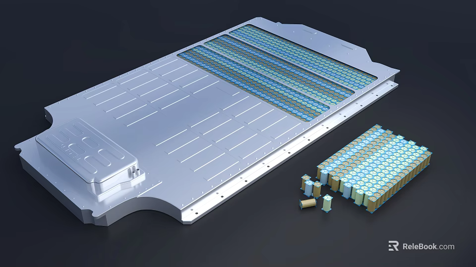 High Capacity Battery Module With Metal Plate And Stacked Energy Storage Cells 3d model 