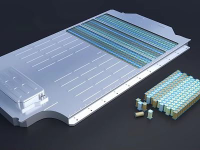 High Capacity Battery Module With Metal Plate And Stacked Energy Storage Cells 3d model