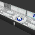 Modern Retail Store Interior Design With White Display Counters And Illuminated Ceiling 3d model