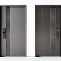 Modern Security Door Design With Vertical Stripes And Electronic Lock Features