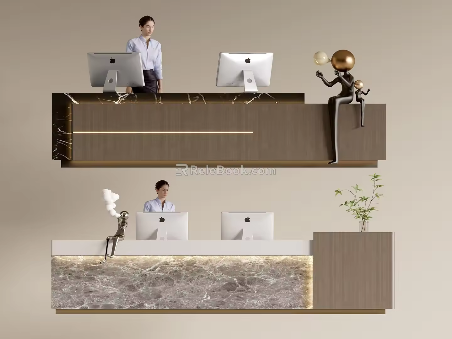 Modern Company Reception Area Bar Reception Desk 3d model