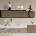 Modern Company Reception Area Bar Reception Desk 3d model