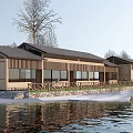 Rural Self Built House With Wooden Structure Large Windows And Waterfront Surroundings