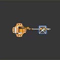 Orange Industrial Robotic Arm Performing Precision Handling With Blue Gray Block