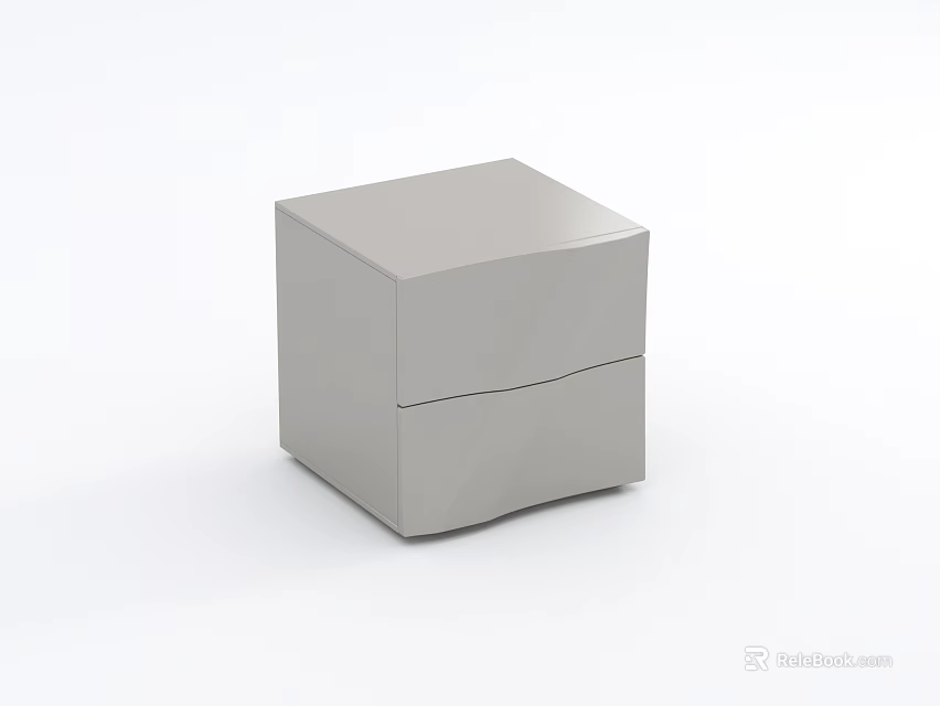 Gray Modern Bedside Table With Two Drawers And Minimalist Design 3d model