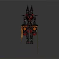 Futuristic Black Red Robot Character With Mechanical Armor And Glowing Orange Accents