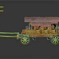 Classic Vintage Wooden Carriage Featuring Canopy Top Spoked Wheels And Ornate Seats