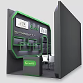 Modern Black And Green Exhibition Booth Featuring Genesis Logo Display Shelves Tables And Chairs