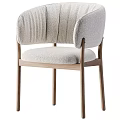 Modern Light Gray Dining Chair With Striped Backrest And Wooden Legs