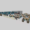 Modern Office Desks With Ergonomic Chairs In Spacious Workplace Cubicles And Employees Working