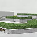 Modern Garden Landscape With Geometric Greenery Paved Walkways And Stone Steps 3d model